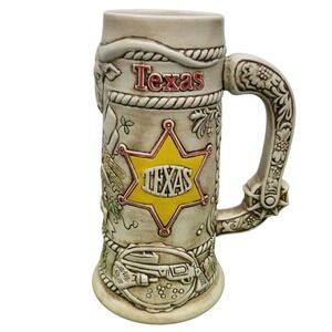 VTG Budweiser Texas Sheriff Star Cowboy Revolver Beer Stein Collectible HGE354